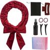 Admygo Set di 8 bigodini senza calore, per capelli lunghi e corti, in morbido velluto, per la notte, include clip, fascia, flacone spray e clip per capelli, rosso