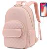 Breold Zaino Scuola Ragazza Zaino PC Donna Elegante 15,6 Pollici, Zaino Scuola Superiore per Studi Universita Scuola Secondaria, Zaino Città con Porta di Ricarica USB