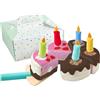 HABA Creative Play 2012306001 - Torta giocattolo per bambini dai 3 anni in su, con per tagliare, con paletta in legno e 5 candele