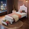 NLDGR Letto matrimoniale imbottito 90 x 200 cm, struttura del letto con testiera a forma di fiore a conchiglia e rete a doghe, tessuto di velluto, per adulti e ragazzi, letto per gli ospiti (bianco+PU