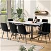 TIZZ Tavolo da pranzo telescopico, 140/180 x 80 x 75 cm, gambe in ferro in metallo e gambe tubolari quadrati (moderno tavolo in MDF bianco con motivi in marmo), doppio uso per casa e ufficio
