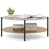 RELAX4LIFE Consolle Ovale a 2 Livelli, Tavolino da Salotto con Ripiano in Marmo & Struttura in Metallo, Piedini Regolabili, Stile Moderno per Soggiorno Balcone Ingresso, 105 x 65 x 43 cm, Grigio