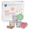 Feuchtmann La mia pasta preferita edizione pastello + mattarello | Set impasto 4 x 150 g | plastilina vegana senza glutine | impasto per bambini atossico | plastilina da gioco per giochi creativi a
