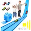 Doloowee Treno di velocità da 3,9 m, pista flessibile con ventose, autostrada fai da te con 4 auto, giocattolo per bambini dai 3 anni in su