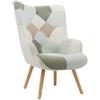 Poltrona effetto patchwork con braccioli beige