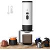 Kouamor 3 in 1 Macchina da Caffè Multi Capsule, Caffettiera Portatile, Caffettiere Espresso Capsule E Caffè Macinato, Macchina per Espresso Elettrico, 15 Bar, Per Ufficio Viaggi Campeggio Casa (bianco+
