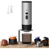 Kouamor 3 in 1 Macchina da Caffè Multi Capsule, Caffettiera Portatile, Caffettiere Espresso Capsule E Caffè Macinato, Macchina per Espresso Elettrico, 15 Bar, Per Ufficio Viaggi Campeggio Casa (grigio