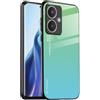 EASSGU Custodia Adatta per Redmi 13C 5G / Redmi 13R 5G (6.74 Inches), Cover Posteriore in Vetro Sfumato Custodia per Cellulare Anti-Caduta e Anti-Graffio - Verde Ciano