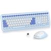 SOLIDEE Combo Tastiera e Mouse Wireless Colorato,tastiera per macchina da scrivere retrò 2.4GHz,104 Tasti con Tastierino Numerico,Tastiera a Membrana Silenziosa(Americana QWERTY)(Pro Blue)