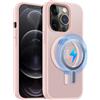 MOBESV Cover Magnetica per iPhone 12 PRO Max 6,7 Pollici, Custodia Compatibile con MagSafe, Cover Traslucida Opaca Posteriore Sottile Antiurto, Rosa