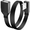 JSADZKJ Cavo USB 2.0 a 90 gradi Cavo piatto corto da maschio a femmina USB A Supporto per ricarica/trasferimento Cavo di prolunga USB 2.0 ad angolo sinistro per laptop,tastiera,stampante-30cm