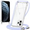 Oelrstfe Cover con Cordino per iPhone 11 Pro, Trasparente Silicone Custodia con Regolabile Collana Laccio Tracolla, Antigraffio Proteggere Case Corda per iPhone 11 Pro, Viola