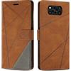 SONWO Cover per Xiaomi Poco X3 PRO/Poco X3 NFC Custodia, Flip Caso in PU Pelle Case Cover Premium Portafoglio Custodia per Xiaomi Poco X3 PRO/Poco X3 NFC, Supporto Stand, Slot per Schede, Marrone