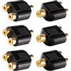 KUOQIY 6 Pezzi Adattatore RCA Splitter, RCA 1 Femmina a 2 Femmina Connettore Phono AV Video Y Splitter, per Subwoofer, Altoparlanti, TV, Audio Digitale, Placcato Oro