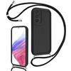 Coalbooliy Cover per Samsung Galaxy A53 5G 6,5 con Cordino per Cellulare, Custodia Silicone con Regolabile Collana Sottile Morbida Case Protezione della fotocamera Antiurto con Necklace, Nero