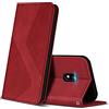 ZONNAVI Cover per Samsung Galaxy J3 2017, Flip Custodia Pelle PU con [Slot Cart] [Supporto Stand] [Magnetica], Cover a Libro Portafoglio per Samsung J3 2017 (Rosso)