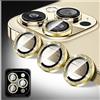 Kucheed Proteggi Obiettivo Fotocamera Glitterato Compatibile con iPhone 15 Pro/15 Pro Max, Adesivi per Copertura Fotocamera in Vetro Temperato, Allineamento Automatico dei Singoli Anelli Metallici