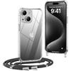 OLEPHY Trasparente Cover con Cordino per iPhone 13 6,1'', Nero | Custodia con Collana, Regolabile e Rimovibile,[Antiurto] [AntiGraffio] Case con Laccio Tracolla,