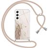 Yoedge Cover con Cordino per Samsung Galaxy A54 5G 6,4,Custodia Trasparente con Aesthetic Disegni Marble, Morbido TPU Silicone + PC Antiurto Case con Collana Tracolla Laccio Collo per Samsung A54, 03