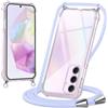 Oelrstfe Cover con Cordino per Samsung Galaxy A35, Trasparente Silicone Custodia con Regolabile Collana Laccio Tracolla, Antigraffio Proteggere Case Corda per Samsung A35, Viola