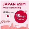 TSIM eSIM Giappone 15 Giorni 1GB/giorno | eSIM QR inviata via e-mail entro 24 ore dalla spedizione | Scansione QR e utilizzo immediato | Attivazione automatica | Rete 5G con tethering/HotSpot/Condivisione