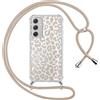 ZhuoFan Custodia con Cordino per Samsung Galaxy A50s/A30S/A50 6,4, Trasparente Aesthetic Leopard Disegni Cover con Collana Morbido Silicone TPU + Rigido PC Bumper Antiurto Case con Laccio, 01