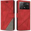SONWO Cover per Xiaomi Poco X6 PRO 5G, Flip Caso in PU Pelle Case Cover Custodia con Slot per Schede e Supporto Stand per Xiaomi Poco X6 PRO 5G, Rosso