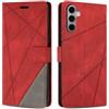 SONWO Cover per Samsung Galaxy S24 Fe, Flip Custodia in PU Pelle, Cover a Libro Portafoglio con Slot per Schede e Supporto Stand per Galaxy S24 Fe, Rosso