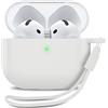 MyGadget Custodia in Silicone per AirPods 4 [ 2024 ] - [ Compatibile con Qi ] con Braccialetto in Silicone - Custodia Protettiva Morbida - Bianco