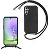 FERLAN Custodia per Samsung Galaxy A25 5G Cover con Cordino,Nero | Custodia con Laccio Collana Tracolla Regolabile Sottile Silicone Morbido TPU Bumper Antiurto AntiGraffio Protettiva Case