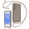 Coalbooliy Cover per Samsung Galaxy S25+ 5G 6,7 con Cordino per Cellulare, Custodia Silicone con Regolabile Collana Sottile Morbida Case Protezione della fotocamera Antiurto con Necklace, Cachi