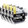 Veson 4 cartucce di inchiostro LC421XL LC-421XLVAL nero, compatibili con Brother LC421 LC421XL LC-421XL LC-421XLVAL LC421XLVAL LC421XLVAL per Brother DCP-J1050DW MFC-J1010DW DCP-J1140DW