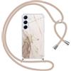 Yoedge Cover con Cordino per Samsung Galaxy A55 5G 6,5,Custodia Trasparente con Aesthetic Disegni Marble, Morbido TPU Silicone + PC Antiurto Case con Collana Tracolla Laccio Collo per Samsung A55, 03