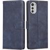 RankOne Cover per Motorola Moto e32 / Moto e32s (6.5 Inches), Custodia Flip Pelle Portafoglio, Magnetica Libro Bumper Cover Case - Blu
