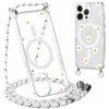 Yoedge Magnetica Cover con Cordino per iPhone 14 Pro 6,1 Compatibile con MagSafe, Trasparente Custodia Sottile TPU Silicone Antiurto Collana Tracolla Laccio Case con Aesthetic Disegni Margherite