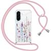 Yoedge Cover con Cordino per Samsung Galaxy A36 5G 6,64, Trasparente Aesthetic Disegni Fiori Custodia con Collana Tracolla Laccio Collo, Sottile TPU Silicone + PC Antiurto Case per Samsung A36,03