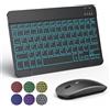 TECURS Set Tastiera e Mouse Wireless Bluetooth, Tastiera e Mouse Portatile Sottile Silenziosa Ricaricabile Retroilluminata per iPad Tablet/PC/iOS/Android/Windows (ES Layout - QWERTY)