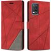 SONWO Cover per Realme 8 5G / Realme V13, Flip Caso in PU Pelle Case Cover Custodia con Slot per Schede e Supporto Stand per Realme 8 5G / Realme V13, Rosso