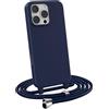 MyGadget Cover con Cordino per iPhone 16 Pro Max - Custodia con Corda - Case Opaca Antiurto | Bumper con Laccio | Tracolla - Practical Stylish - Blu Scuro