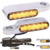 JMTBNO Cromo Frecce LED Moto Manubrio Omologate Indicatori di Direzione Piccole Sequenziali Mini Frecce Alluminio Luce Ambra Impermeabile 12V Universali M8 per Cruiser Chopper Bobber Scooter Quad