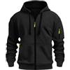 MakingDa Felpa con cappuccio da uomo con zip e tasca a maniche lunghe con risvolto camicie con cappuccio in pile slim fit casual felpe con cappuccio nero L, Nero , L