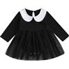 Loalirando Halloween Vestito Elegante Neonata Tutina in Tulle Bimba Manica Lunga Abito Nero Bambina di Halloween Festa Carnevale (Nero, 0-6 Months)
