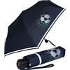 Knirps 4Kids - Ombrello tascabile per bambini, con bordo riflettente, Goal bianco, 90 cm