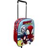 CARTOON Zaino trolley con immagini in rilievo Spidey Marvel borsa 3D per la scuola asilo materna zainetto 32 cm con ruote e manico allungabile