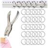 Sikweny 30 Pezzi Anelli per Rilegatura e 1 Perforatore Loose Leaf Binder Rings Anello di Ferro Spesso Anelli a Libro Leggero e Portatile per Album di Ritagli Fogli Mobili Schede Archivio