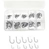 JZK 100 ganci assortiti misura 3 4 5 6 7 8 9 10 11 12, ami da pesca in acciaio al carbonio con occhi, piccoli ami da pesca con barba, ami da pesca a cerchio con scatola di plastica
