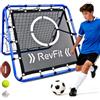 RevFit Rimbalzo Calcio - Rete Rebounder regolabile su entrambi i lati con obiettivo per calcio, baseball, tennis, rugby - Rete da allenamento con robusto telaio in acciaio - 80/100/120 cm