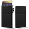 YESIIW Porta carte Uomo Slim Donna - Portafoglio Porta Carte Di Credito Protezione RFID - Portacarte Mini Portatessere tascabile smart schermato | Portamonete Box Regalo (Nero)