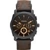 Fossil Orologio Machine da uomo, movimento cronografo al quarzo da 42 mm con cinturino in acciaio inossidabile o in pelle, 42 mm, Nero e marrone