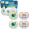 AVENT Philips Avent Ultra Start Ciuccio - Design ortodontico, per neonati 0-6 mesi, tettarella simmetrica in morbido silicone, senza BPA, 2 custodie per la sterilizzazione, confezione da 4, SCF087/19